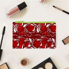 Red Ethnic Flowers Cosmetic Bag (xs) by Eskimos