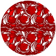 Red Ethnic Flowers Wooden Puzzle Round by Eskimos