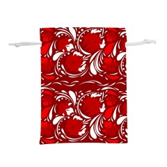 Red Ethnic Flowers Lightweight Drawstring Pouch (l) by Eskimos