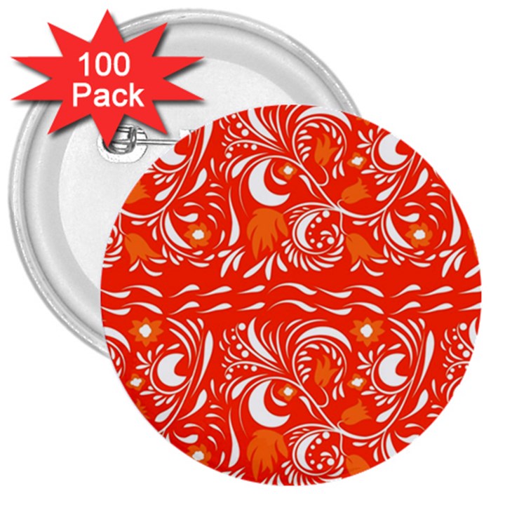 White leaves 3  Buttons (100 pack) 