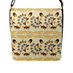 Decorative Flowers Flap Closure Messenger Bag (l) by Eskimos