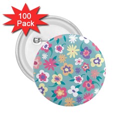 Floral Pattern 2 25  Buttons (100 Pack)  by ExtraGoodSauce