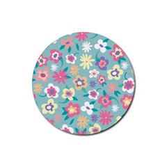 Floral Pattern Rubber Coaster (round)  by ExtraAwesomeSauce