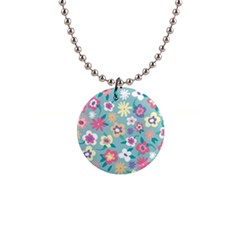 Floral Pattern 1  Button Necklace by ExtraGoodSauce