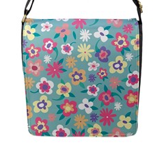 Floral Pattern Flap Closure Messenger Bag (l) by ExtraGoodSauce