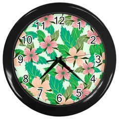 Floral Pattern Wall Clock (black)