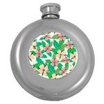 Floral Pattern Round Hip Flask (5 oz) Front