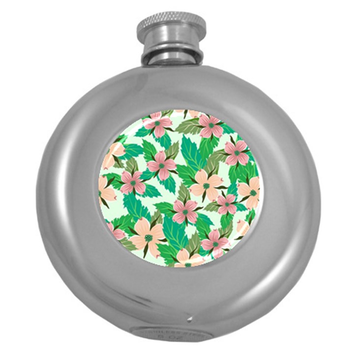 Floral Pattern Round Hip Flask (5 oz)