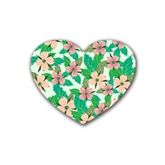 Floral Pattern Rubber Coaster (heart)  by ExtraAwesomeSauce