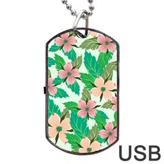 Floral Pattern Dog Tag Usb Flash (one Side) by ExtraGoodSauce