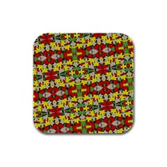 Leaves Pattern Rubber Square Coaster (4 Pack)  by ExtraGoodSauce