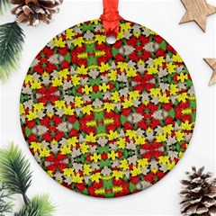 Leaves Pattern Round Ornament (two Sides) by ExtraGoodSauce