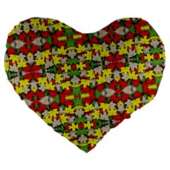 Leaves Pattern Large 19  Premium Heart Shape Cushions by ExtraGoodSauce