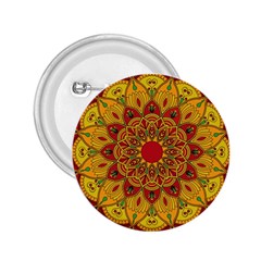 Mandela Flower Orange And Red 2 25  Buttons by ExtraGoodSauce