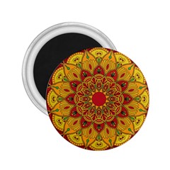 Mandela Flower Orange And Red 2 25  Magnets by ExtraGoodSauce