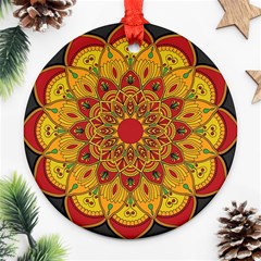 Mandela Flower Orange And Red Ornament (round)