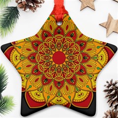 Mandela Flower Orange And Red Ornament (star)