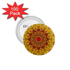 Mandela Flower Orange And Red 1 75  Buttons (100 Pack)  by ExtraGoodSauce