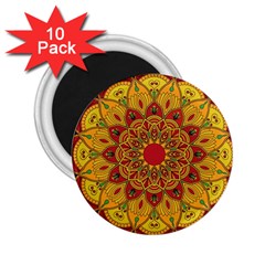 Mandela Flower Orange And Red 2 25  Magnets (10 Pack)  by ExtraGoodSauce