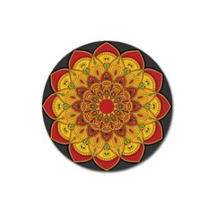 Mandela Flower Orange And Red Magnet 3  (round) by ExtraGoodSauce