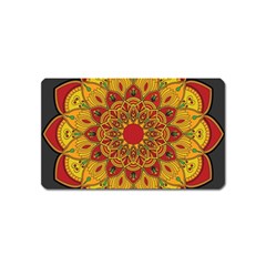 Mandela Flower Orange And Red Magnet (name Card) by ExtraGoodSauce