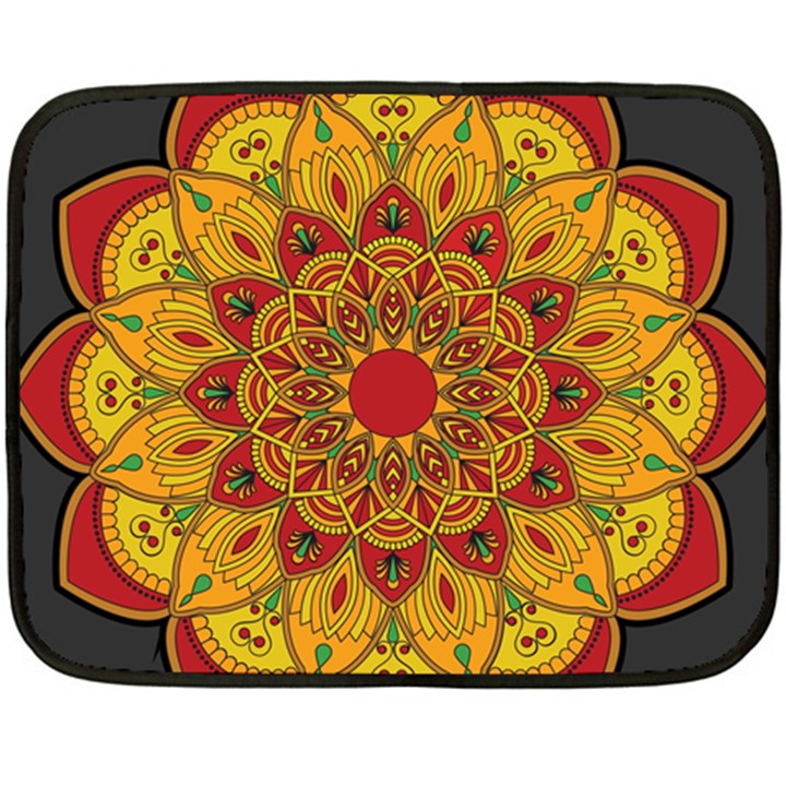 Mandela Flower Orange And Red Double Sided Fleece Blanket (Mini) 