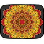 Mandela Flower Orange And Red Double Sided Fleece Blanket (Mini)  35 x27  Blanket Back