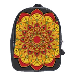 Mandela Flower Orange And Red School Bag (large) by ExtraGoodSauce