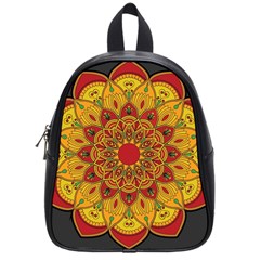 Mandela Flower Orange And Red School Bag (small) by ExtraAwesomeSauce