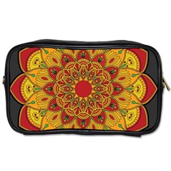 Mandela Flower Orange And Red Toiletries Bag (two Sides) by ExtraGoodSauce