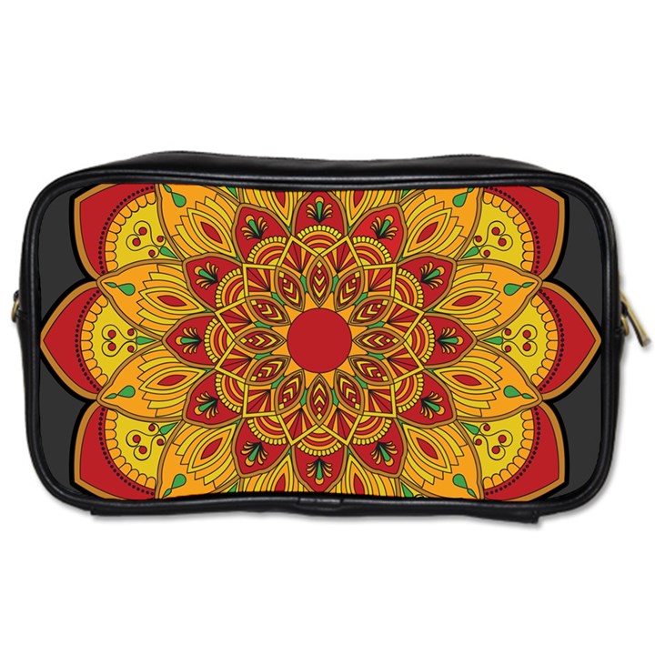 Mandela Flower Orange And Red Toiletries Bag (Two Sides)