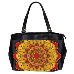 Mandela Flower Orange And Red Oversize Office Handbag (2 Sides) by ExtraGoodSauce