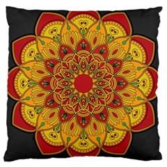 Mandela Flower Orange And Red Large Cushion Case (two Sides) by ExtraGoodSauce