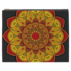 Mandela Flower Orange And Red Cosmetic Bag (xxxl) by ExtraGoodSauce