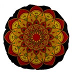 Mandela Flower Orange And Red Large 18  Premium Flano Round Cushions Back