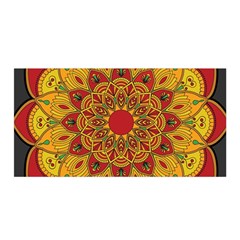 Mandela Flower Orange And Red Satin Wrap by ExtraGoodSauce