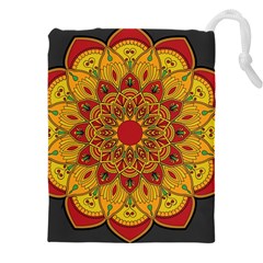 Mandela Flower Orange And Red Drawstring Pouch (5xl) by ExtraGoodSauce