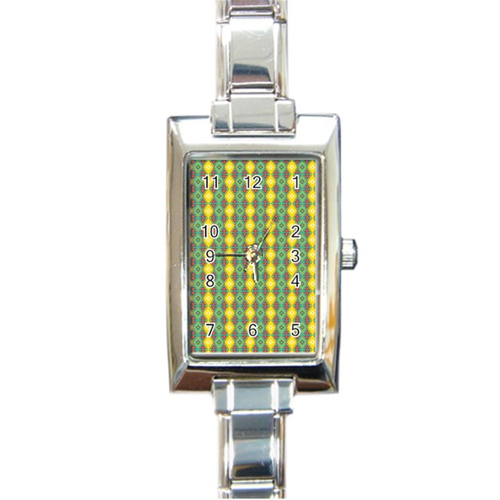 Native American Pattern Rectangle Italian Charm Watch