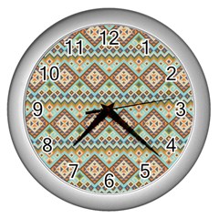 Native American Pattern Wall Clock (silver) by ExtraGoodSauce