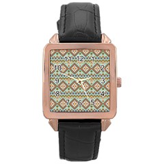 Native American Pattern Rose Gold Leather Watch  by ExtraGoodSauce