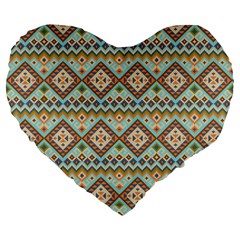 Native American Pattern Large 19  Premium Flano Heart Shape Cushions by ExtraGoodSauce