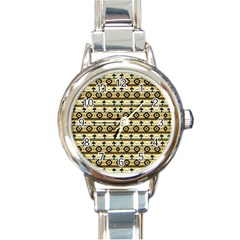 Native American Pattern Round Italian Charm Watch