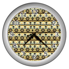 Native American Pattern Wall Clock (Silver)