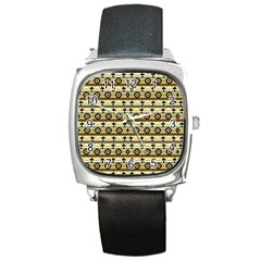 Native American Pattern Square Metal Watch