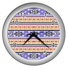 Native American Pattern Wall Clock (silver) by ExtraGoodSauce