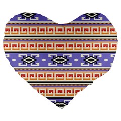 Native American Pattern Large 19  Premium Heart Shape Cushions by ExtraGoodSauce