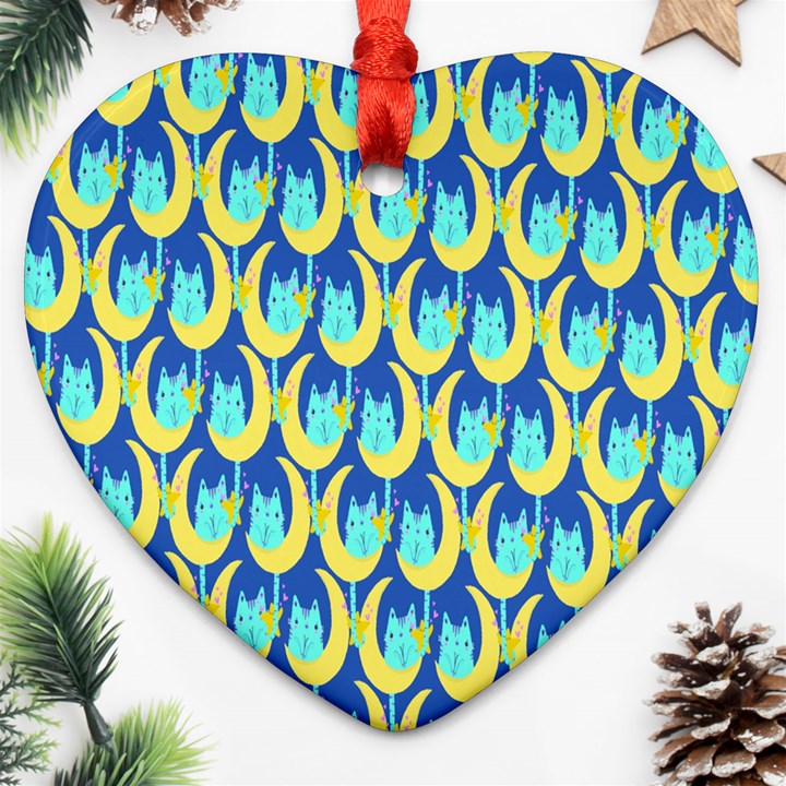 Catmoon Heart Ornament (Two Sides)