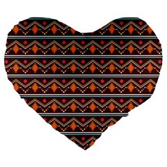 Native American Pattern Large 19  Premium Flano Heart Shape Cushions