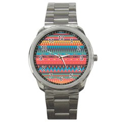 Native American Pattern Sport Metal Watch by ExtraAwesomeSauce