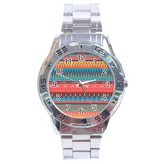 Native American Pattern Stainless Steel Analogue Watch by ExtraGoodSauce